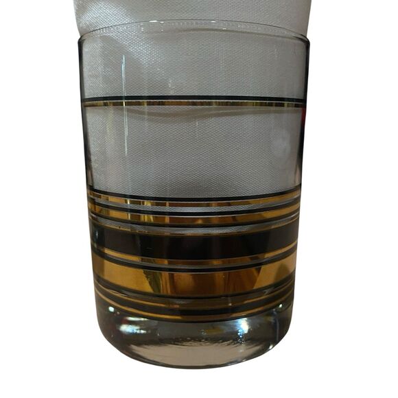 Set Culver Gold Black Stripe Glassware Glasses Vtg Mid Century MCM Highball USA - Picture 7 of 12
